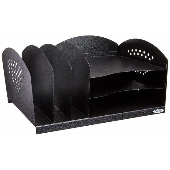 Safco Products 3167BL Steel Desk Combination Organizer Rack with 3 Vertical/3 Horizontal Sections, Black