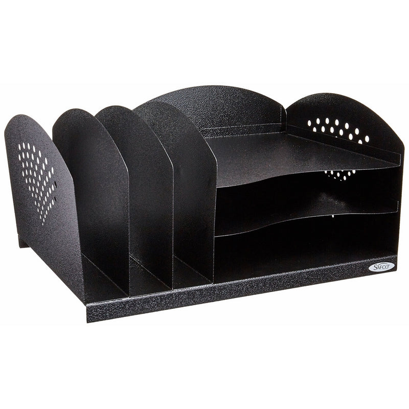 Safco Products 3167BL Steel Desk Combination Organizer Rack with 3 Vertical/3 Horizontal Sections, Black