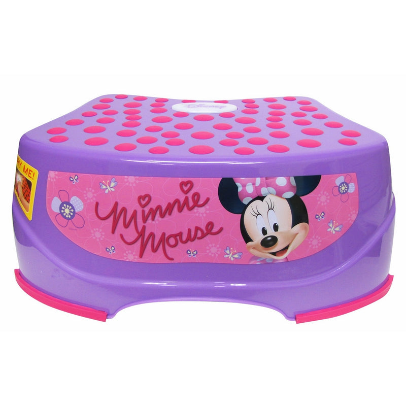 Ginsey Children's Disney Character Minnie Mouse Step N Glow Step Stool - Durable Construction - Non-Slip Surface and Feet - Lightweight - 14" x 10" x 5"