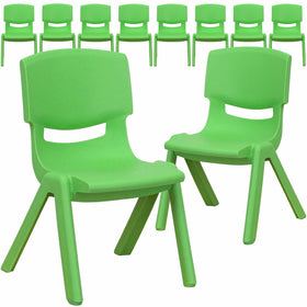 Flash Furniture 10 Pk. Green Plastic Stackable School Chair with 10.5'' Seat Height