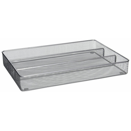 Honey-Can-Do KCH-02157 Steel Mesh 3-Compartment Cutlery Utensil Organizer, Silver