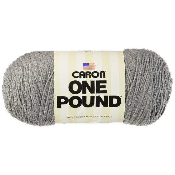 Caron One Pound Solids Yarn - (4) Medium Gauge 100% Acrylic - 16 oz - Medium Grey Mix- For Crochet, Knitting & Crafting