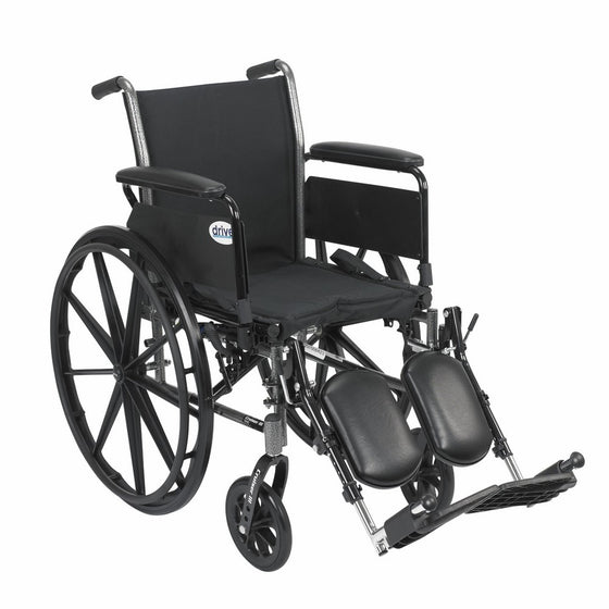 Drive Medical Cruiser III Light Weight Wheelchair with Various Flip Back Arm Styles and Front Rigging Options, Black, 20"