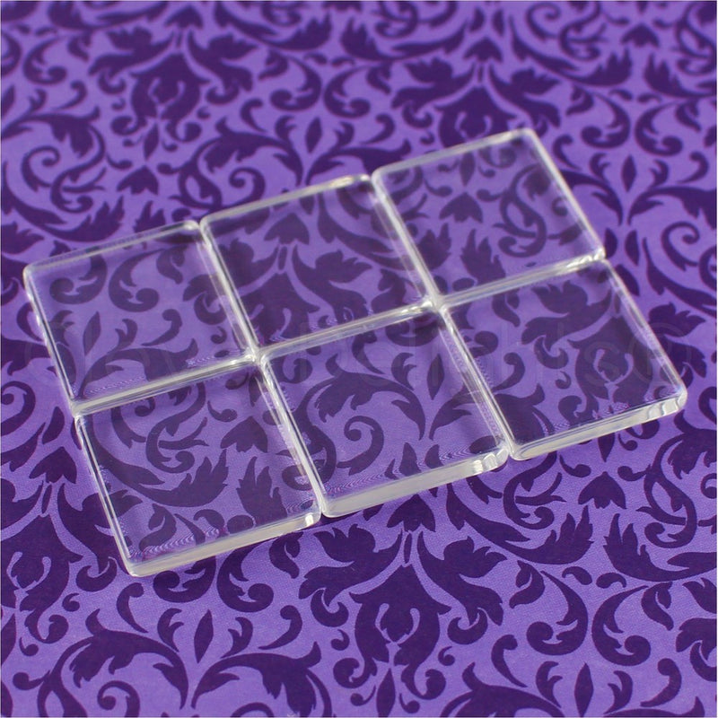40 CleverDelights Square Glass Tiles - 1 Inch - Clear Tiles - Glass Cabochons - For Photo Pendants Mosaics Trays - 1" 25mm Tiles - 4mm Thick