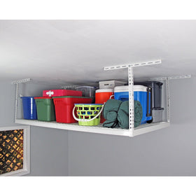 SafeRacks Factory Second - 4x8 Overhead Storage Rack Heavy Duty (24-45" Ceiling Drop) - White