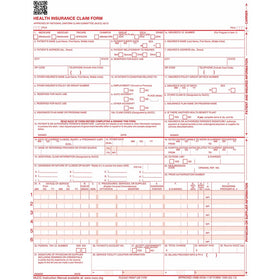CMS 1500 Claim Forms "ICD-10" HCFA (Version 02/12) - Health Insurance, Laser Cut Sheet - 1000 Sheets