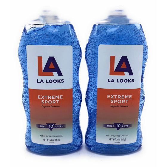 La Looks Gel #10 Extreme Sport Tri-Active Hold 20 Ounce (Blue) (591ml) (2 Pack)