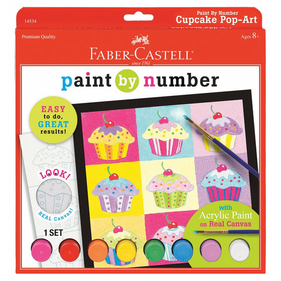 Faber Castell Paint by Number Cupcake Pop-Art - Complete Paint by Number Kit for Kids