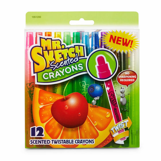 Mr. Sketch 1951200 Scented Twistable Crayons, Assorted Colors, 12-Count
