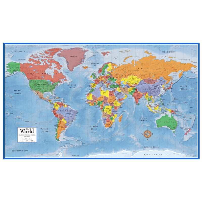 48x78 World Classic Premier Wall Map Mega Poster (48x78 FRONT LAMINATED)