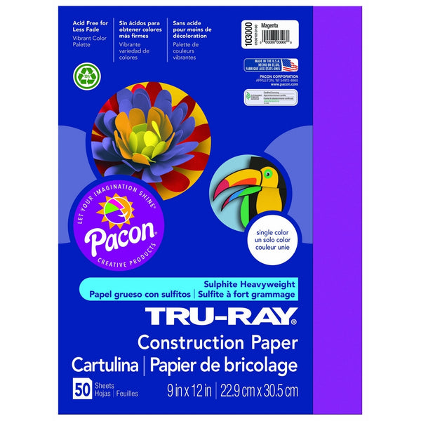 Pacon Tru-Ray Construction Paper, 9in. x 12in., Magenta