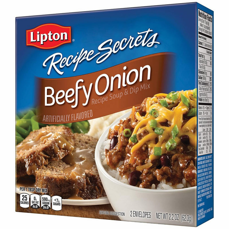Lipton Recipe Secrets Soup and Dip Mix, Beefy Onion 2.2 oz, Pack of 12