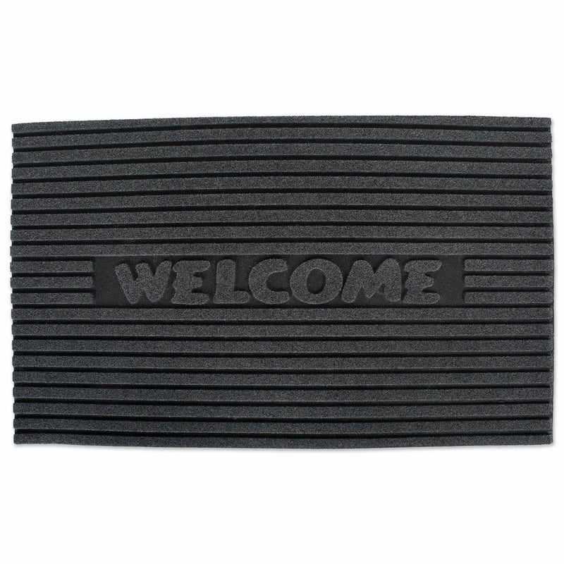 Non-Slip Outdoor/Indoor Flocked Doormat, 24x36", Heavy Duty Entry Way Shoes Scraper Patio Rug Dirt Debris Mud Trapper Waterproof-Welcome Charcol