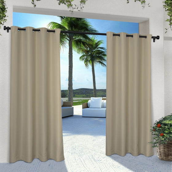 Exclusive Home Indoor/Outdoor Solid Cabana Window Curtain Panel Pair with Grommet Top 54x96 Taupe 2 Piece