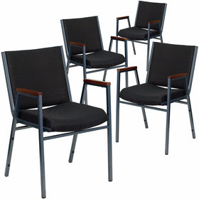 Flash Furniture 4 Pk. HERCULES Series Heavy Duty Black Dot Fabric Stack Chair with Arms