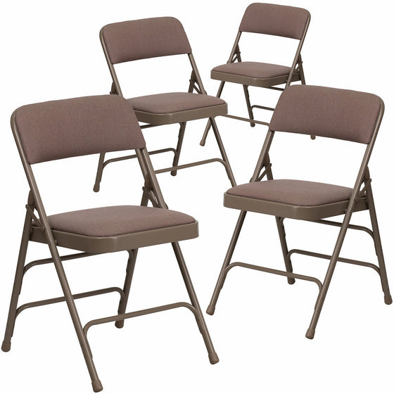 Flash Furniture 4 Pk. HERCULES Series Curved Triple Braced & Double Hinged Beige Fabric Metal Folding Chair