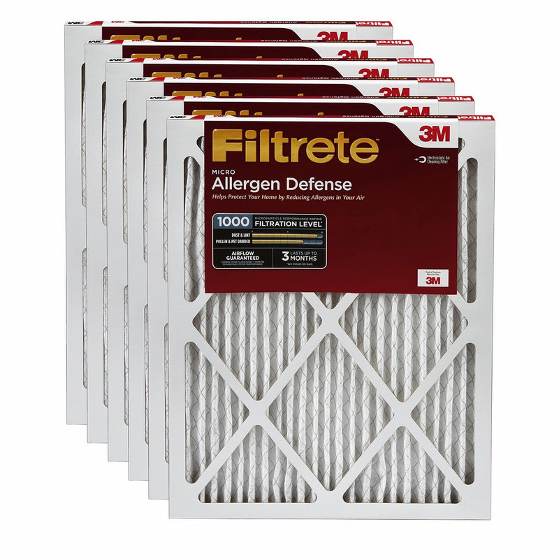 Filtrete MPR 1000 14 x 20 x 1 Micro Allergen Defense AC Furnace Air Filter, 6-Pack