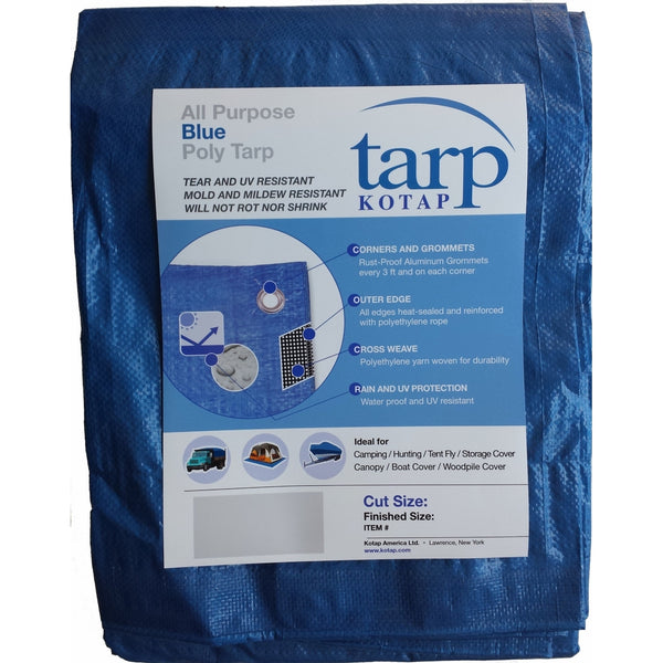Kotap 8-ft x 10-ft General Purpose Blue Poly Tarp, Item: TRA-0810