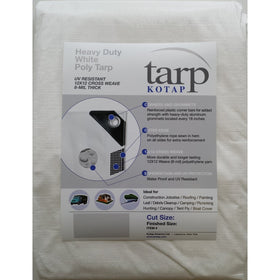 Kotap 12-ft x 20-ft Heavy-Duty 12 by 12 Cross Weave 8-mil White Poly Tarp, Item: TRW-1220