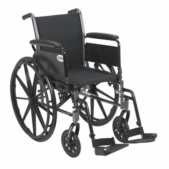 Drive Medical Cruiser III Light Weight Wheelchair with Various Flip Back Arm Styles and Front Rigging Options, Black, 16"