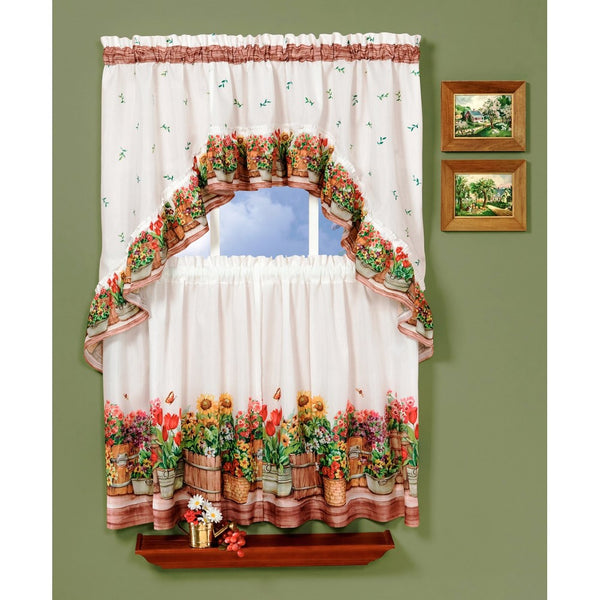 Achim Home Furnishings Country Garden Tier and Swag Set, 57-Inch by 24-Inch, Multi