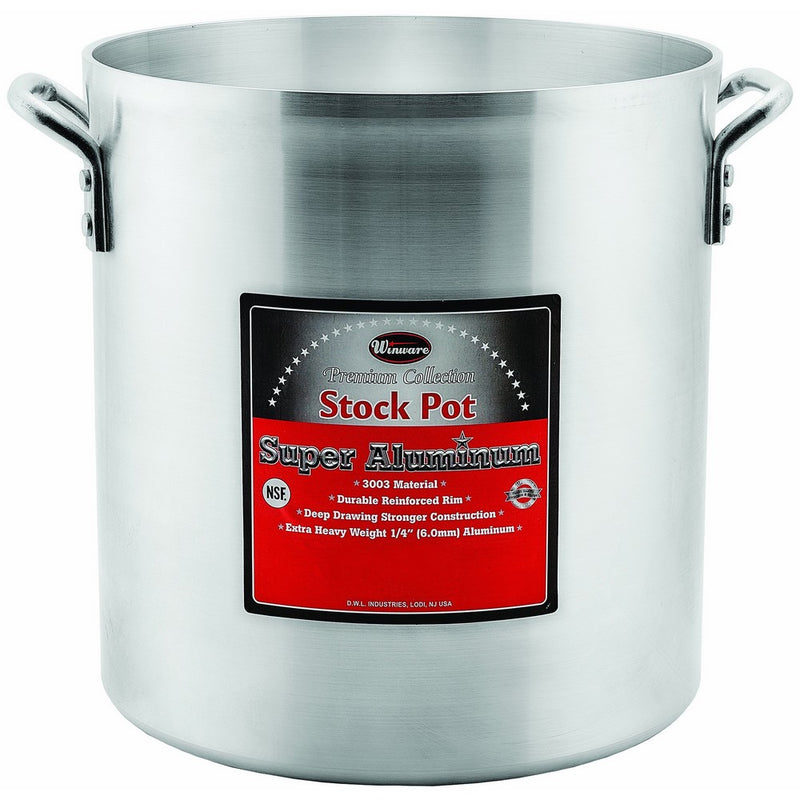 Winco USA Super Aluminum Stock Pot, Extra Heavy Weight, 24 Quart, Aluminum