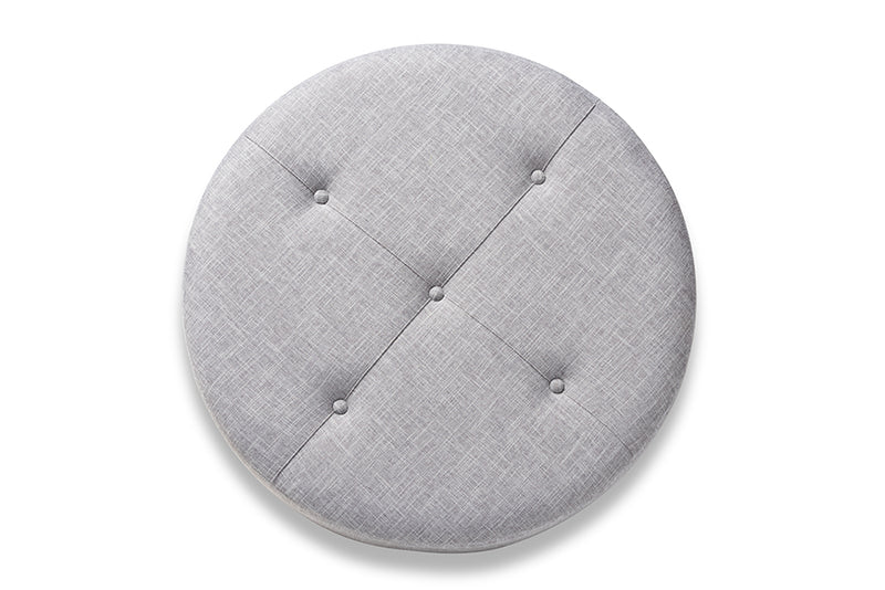 Baxton Studio Vinet Modern and Contemporary Light Gray Fabric Upholstered Natural Wood Cocktail Ottoman