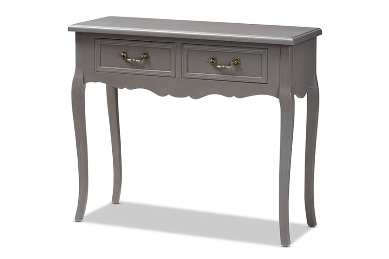 Baxton Studio Capucine Antique French Country Cottage Grey Finished Wood 2-Drawer Console Table