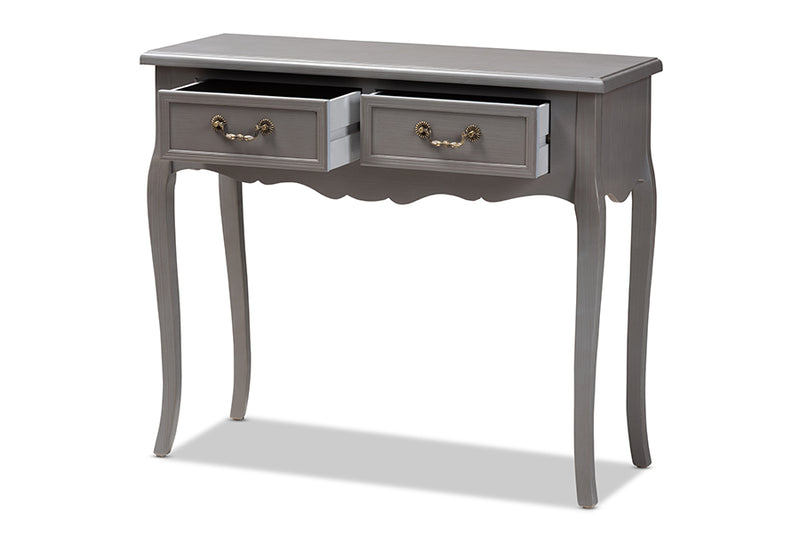 Baxton Studio Capucine Antique French Country Cottage Grey Finished Wood 2-Drawer Console Table