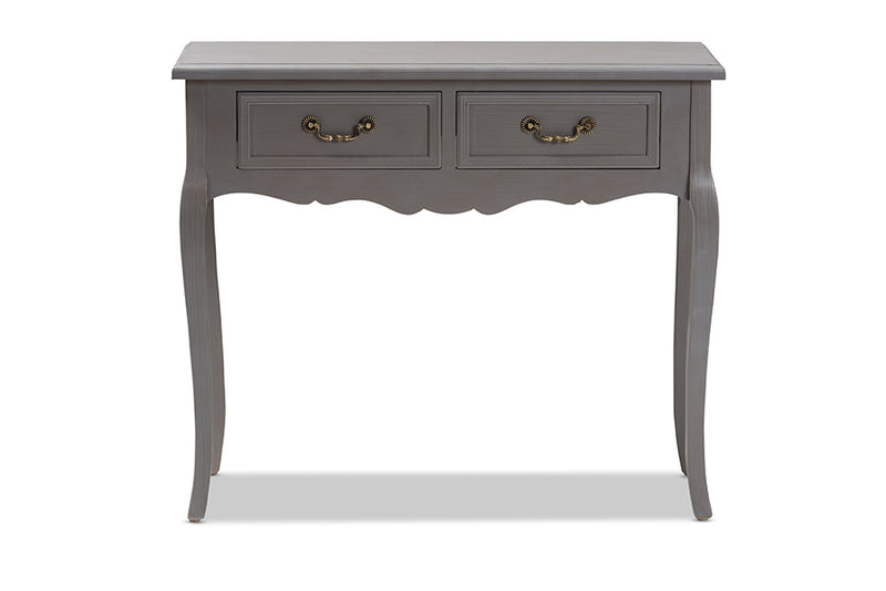Baxton Studio Capucine Antique French Country Cottage Grey Finished Wood 2-Drawer Console Table