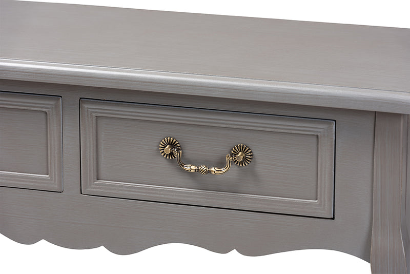Baxton Studio Capucine Antique French Country Cottage Grey Finished Wood 2-Drawer Console Table
