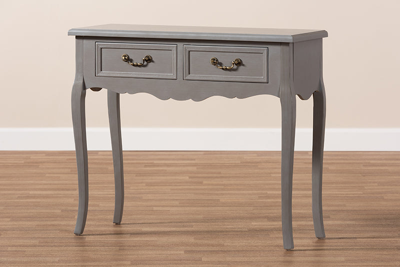 Baxton Studio Capucine Antique French Country Cottage Grey Finished Wood 2-Drawer Console Table