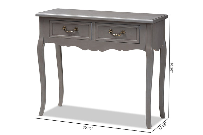 Baxton Studio Capucine Antique French Country Cottage Grey Finished Wood 2-Drawer Console Table
