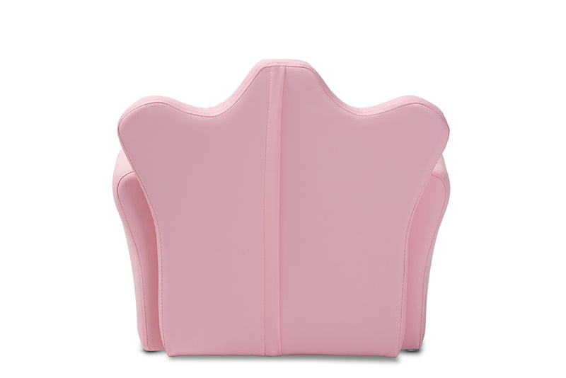 Baxton Studio Ava Modern and Contemporary Pink Faux Leather 2-Piece Kids Armchair and Footrest Set