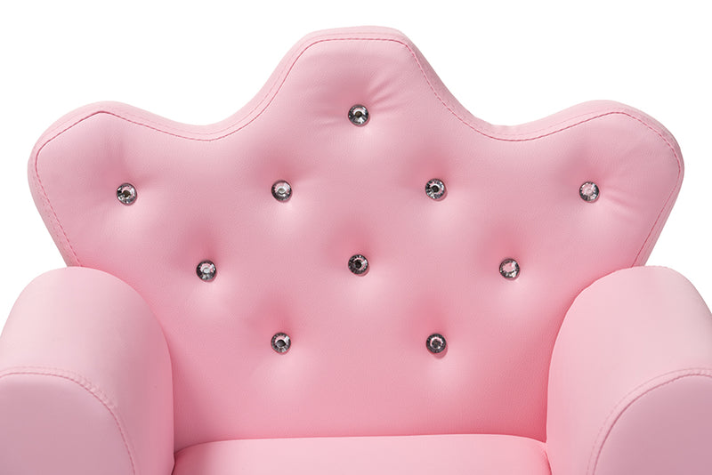 Baxton Studio Ava Modern and Contemporary Pink Faux Leather 2-Piece Kids Armchair and Footrest Set