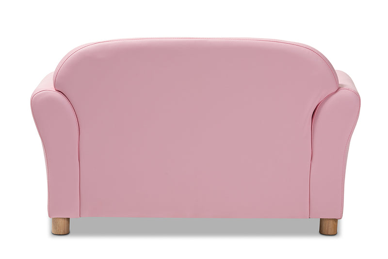 Baxton Studio Gemma Modern and Contemporary Pink Faux Leather 2-Seater Kids Loveseat