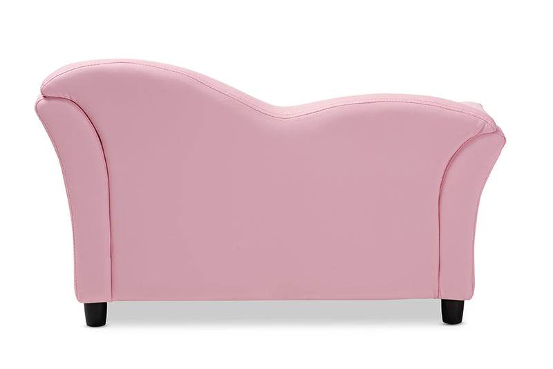 Baxton Studio Felice Modern and Contemporary Pink Faux Leather Kids 2-Seater Loveseat