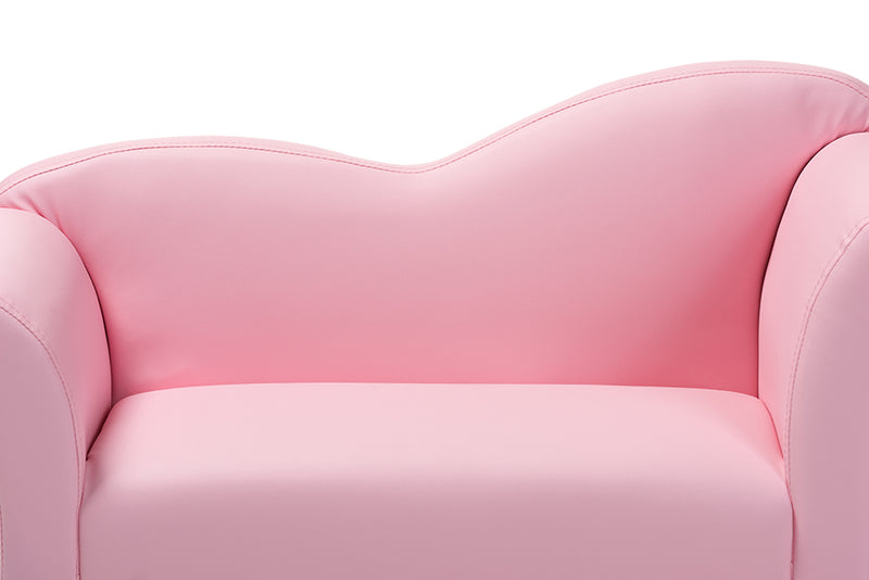 Baxton Studio Felice Modern and Contemporary Pink Faux Leather Kids 2-Seater Loveseat