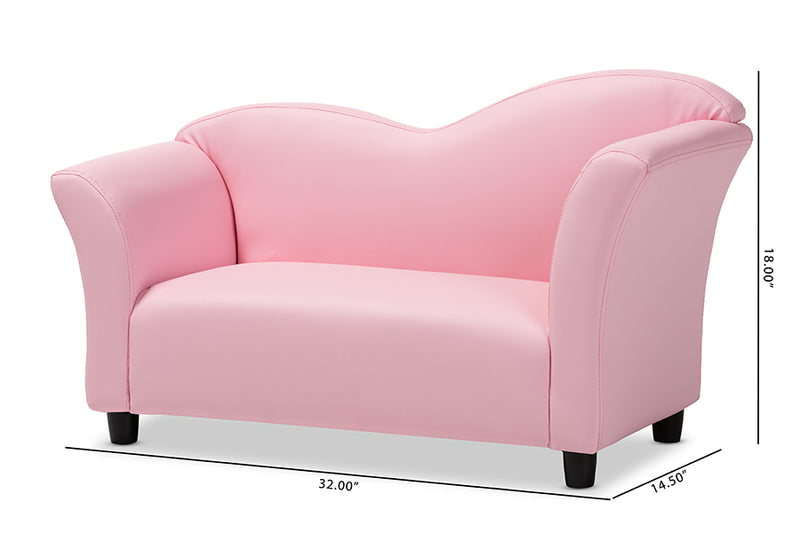 Baxton Studio Felice Modern and Contemporary Pink Faux Leather Kids 2-Seater Loveseat