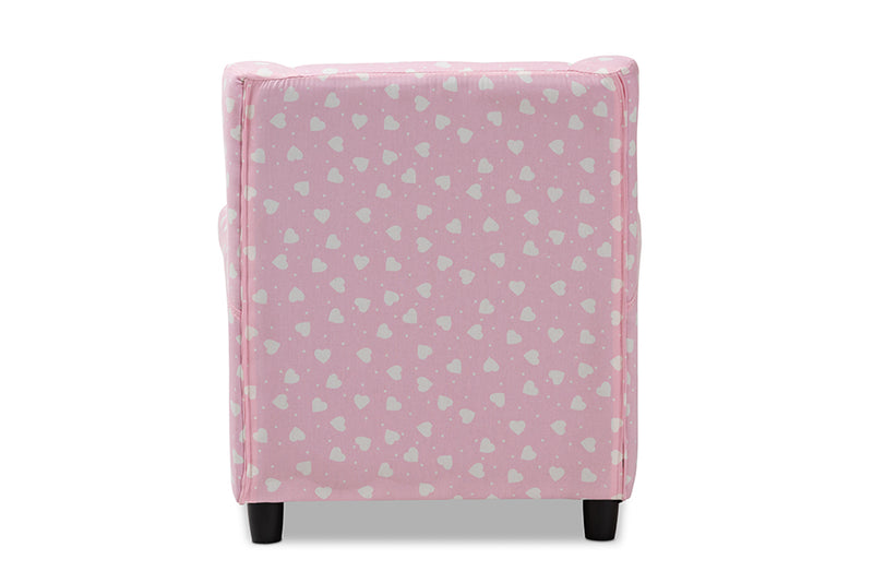 Baxton Studio Selina Modern and Contemporary Pink and White Heart Patterned Fabric Upholstered Kids Armchair