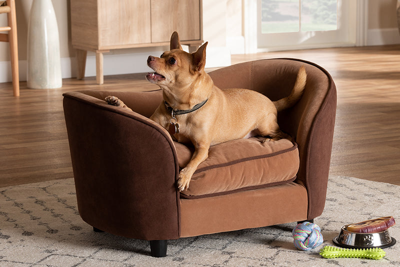 Baxton Studio Hayes Modern and Contemporary Two-Tone Light Brown and Dark Brown Fabric Upholstered Pet Sofa Bed