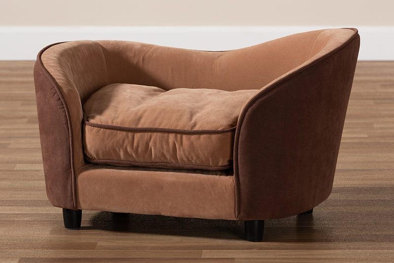 Baxton Studio Hayes Modern and Contemporary Two-Tone Light Brown and Dark Brown Fabric Upholstered Pet Sofa Bed