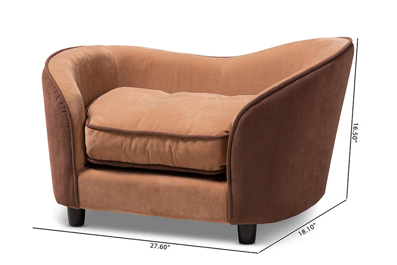 Baxton Studio Hayes Modern and Contemporary Two-Tone Light Brown and Dark Brown Fabric Upholstered Pet Sofa Bed