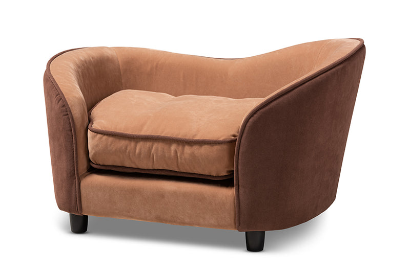 Baxton Studio Hayes Modern and Contemporary Two-Tone Light Brown and Dark Brown Fabric Upholstered Pet Sofa Bed