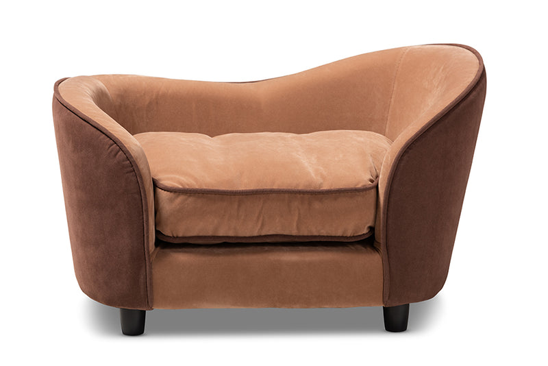 Baxton Studio Hayes Modern and Contemporary Two-Tone Light Brown and Dark Brown Fabric Upholstered Pet Sofa Bed