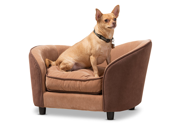 Baxton Studio Hayes Modern and Contemporary Two-Tone Light Brown and Dark Brown Fabric Upholstered Pet Sofa Bed