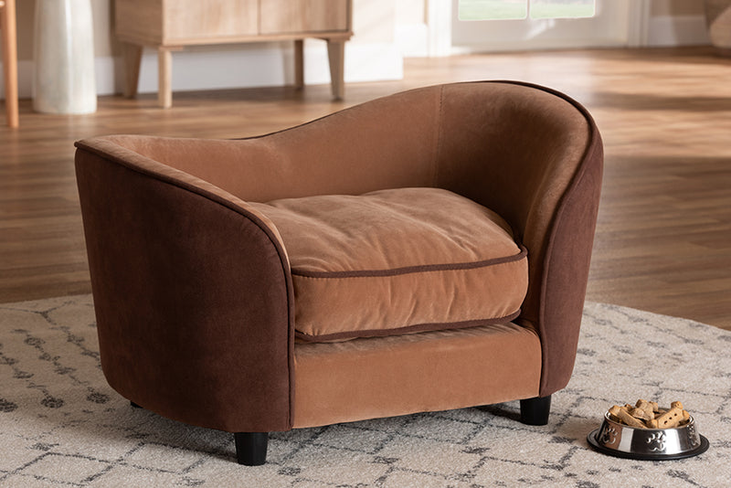 Baxton Studio Hayes Modern and Contemporary Two-Tone Light Brown and Dark Brown Fabric Upholstered Pet Sofa Bed
