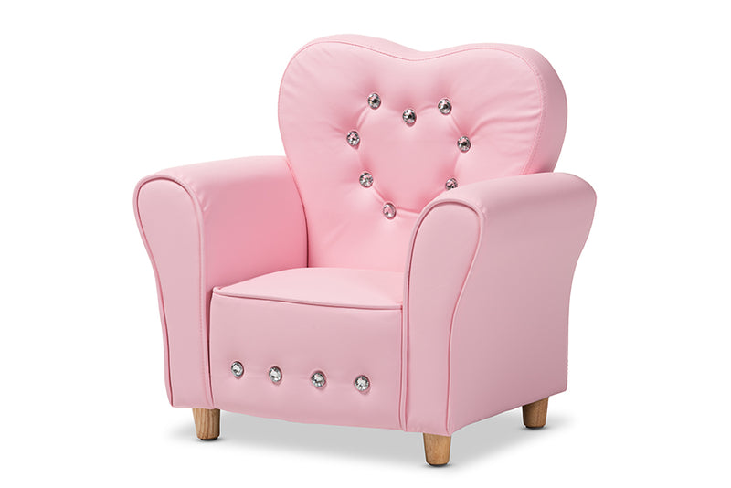 Baxton Studio Mabel Modern and Contemporary Pink Faux Leather Kids Armchair