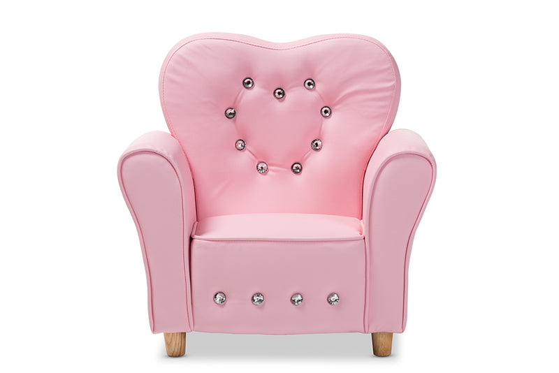 Baxton Studio Mabel Modern and Contemporary Pink Faux Leather Kids Armchair