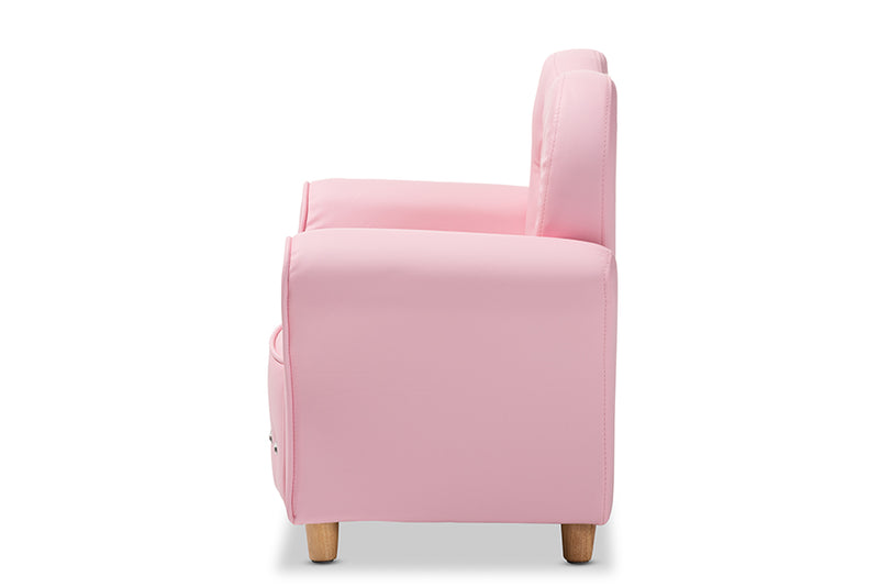 Baxton Studio Mabel Modern and Contemporary Pink Faux Leather Kids Armchair